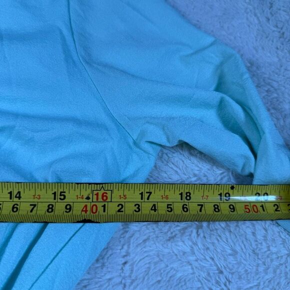 Vintage 70s Turquoise Lace High Neck Women’s Button Up Mini Dress - Picture 6 of 7